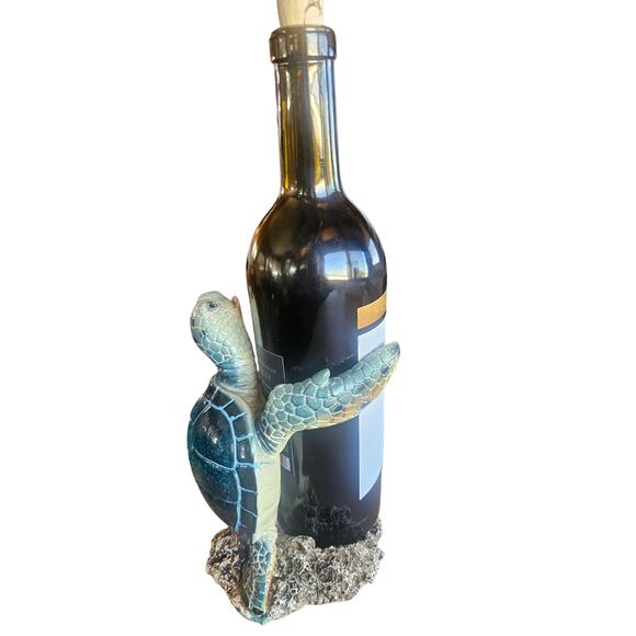 Sea Turtle Wine Bottle Holder Ceramic Heavy Unique - Picture 13 of 14